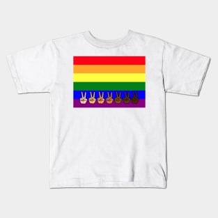 V Sign Peace Gay Rainbow Kids T-Shirt